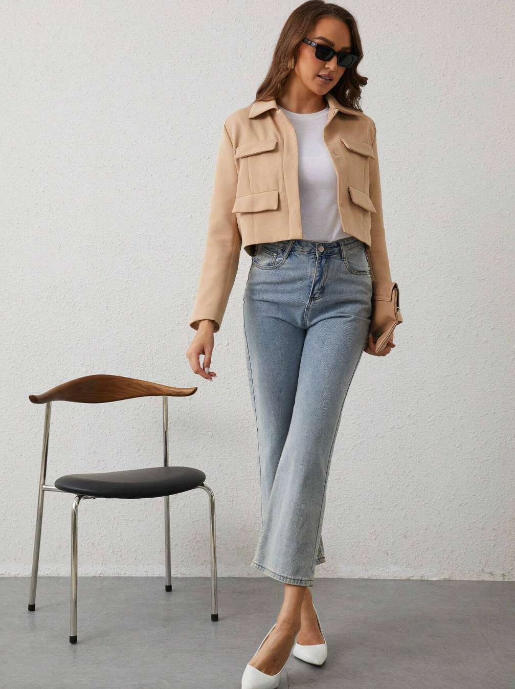 'Flor D'Lune' Cropped Blazer